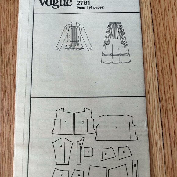 Vogue Pattern 2761 Issey Miyake Size 14 16 18 Top & Skirt UNCUT FF - Picture 12 of 13